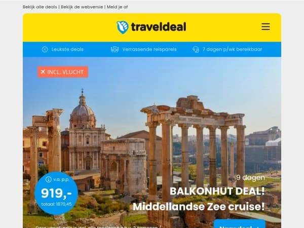 ⏰ Tijdelijk 10 EXTRA BALKONHUTTEN toegevoegd! 😱 Middellandse Zee Cruise v.a. 899 p.p.!