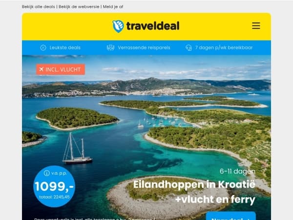 UNIEK: 💜 Eilandhoppen in Kroatië + vlucht & ferry v.a. 1099 | Stedentrip Napels + vlucht & ontbijt v.a. 249 p.p.!