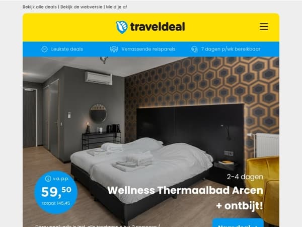 💥 NIEUW: Onbeperkt Thermaalbad Arcen + DELUXE kamer + ontbijt v.a. 64,50 p.p. Laatste kans Diner Deal Maastricht v.a. 75 p.p.! 😱
