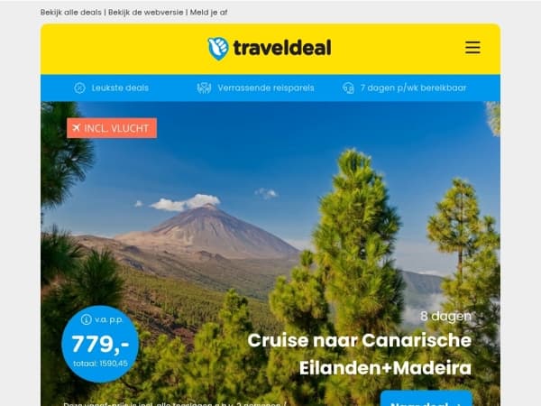 PRE BLACK FRIDAY DEAL! 🖤 Cruise Canarische eilanden + Madeira 779 | Luxe stedentrip Wenen v.a. 299 p.p.!