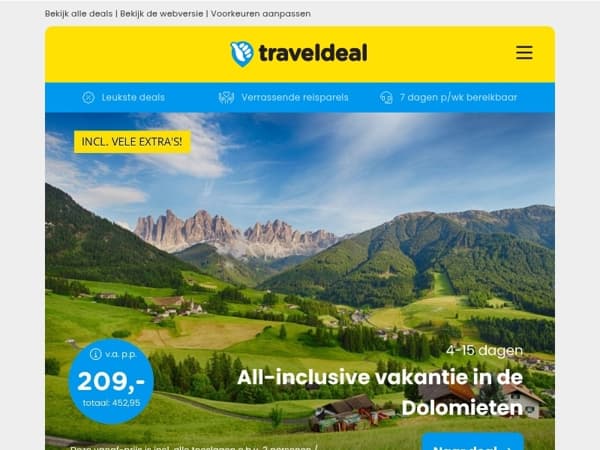 4/15 dgn all-inclusive in Dolomieten v.a. 209 | Trendy 4*-hotel in Porto + Escape Tour v.a. 198,65!