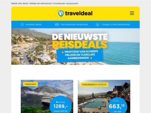 Nieuwe Deals Alert! 🚨 Noorse Fjorden Cruise v.a. 1289 | Kerstmarkt Praag v.a. 239 | Wildarrangement Twente 189 & MEER!