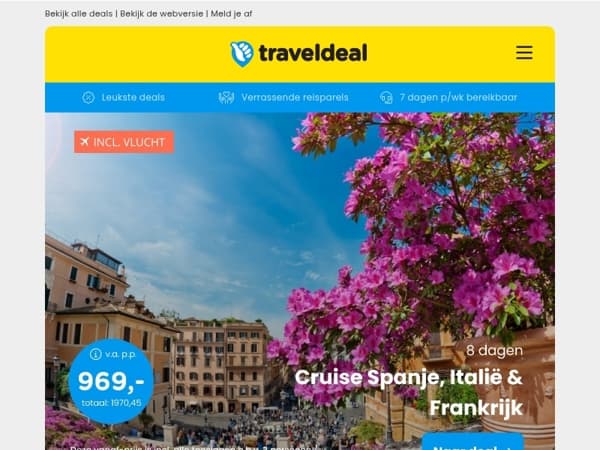 🚢 8-daagse volpension cruise Spanje, Italië & Frankrijk v.a. 969 | 6 dgn Moezel + dagelijks 4-gangendiner v.a. 399 p.p.!