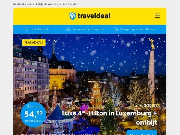 🌟 Kerstshoppen Luxemburg + HILTON hotel mét ontbijt 54,50 | Stedentrip naar Londen + vlucht v.a. 289 p.p.!
