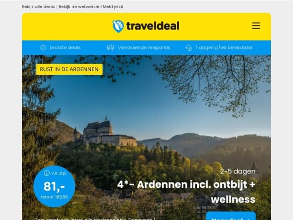 💎 4*-hotel Ardennen Luxemburg + ontbijt & wellness v.a. 81 | 4/15 dgn all-inclusive in Tirol v.a. 239 p.p.!