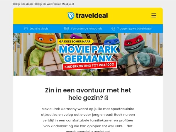Hey Reiziger! Lights, Camera... Action! 🎥 – Nu met KORTING naar Movie Park v.a. 69,50 p.p.! 🎢