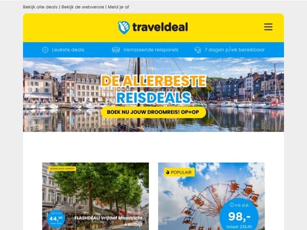 🏔️ 20 reisjes die NÚ MEGA populair zijn – Mis het niet! 👉 Hotel aan het Vrijthof v.a. 44,50 | All-inclusive Tirol v.a. 219 & meer!