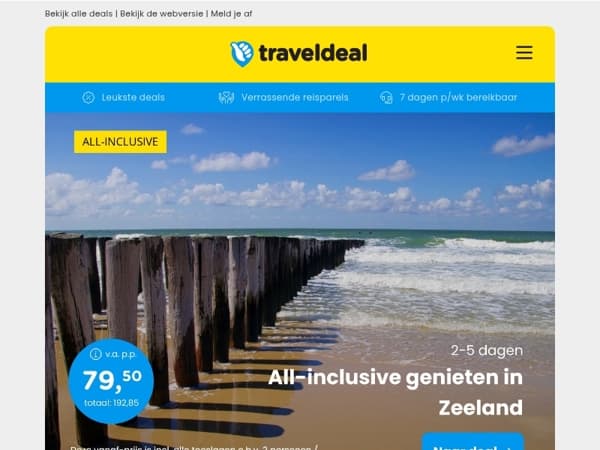 All-inclusive genieten in Zeeland v.a. €79.50 per persoon & meer