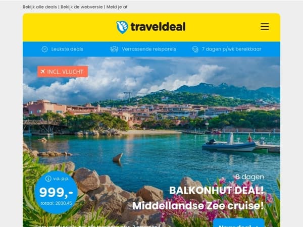 🔥 OP=OP DEAL: 8-daagse Middellandse Zee cruise + balkonhut incl. volpension + extra's v.a. 899,- p.p.! | 🇮🇹 8-daagse wijntour door Italië + 4*-hotels, ontbijt, diners en wijnproeverijen v.a. 599,- p.p.!