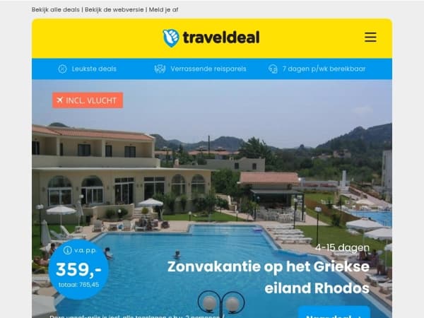 Zonvakantie Rhodos + vlucht & transfer 359 | 4*-hotel bij Nijmegen + ontbijt & diner 67,50 p.p.!