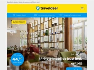 Black Friday Sale! 🖤 LUXE 4*-Zeeland + ontbijt + wellness 44,50 | Overijssels Vechtdal + ontbijt 45 & MEER! 🔥