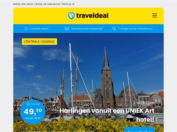 💙 Uniek Art hotel in Harlingen v.a. 49,50 | 🚢 Middellandse Zee Cruise o.b.v. volpension v.a. 809 p.p.!