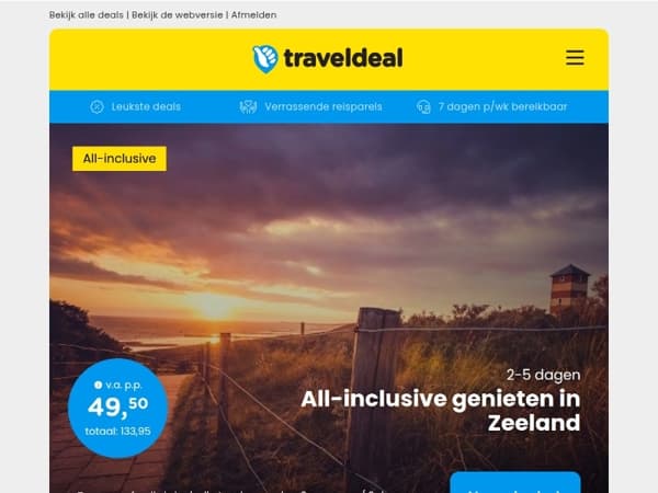 All-inclusive genieten in Zeeland v.a. €49,50 per persoon en meer scherpe deals
