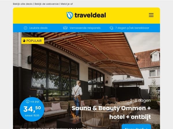 Sauna & Beauty Ommen + hotel + ontbijt v.a. €34.50 per persoon & meer