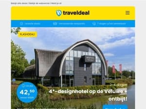 FLASHDEAL! ⚡ LUXE 4*-designhotel de Veluwe + ontbijt & Rituals producten v.a. 44,50 | 3 dgn LUXE hotel Texel + diner v.a. 125 p.p.!