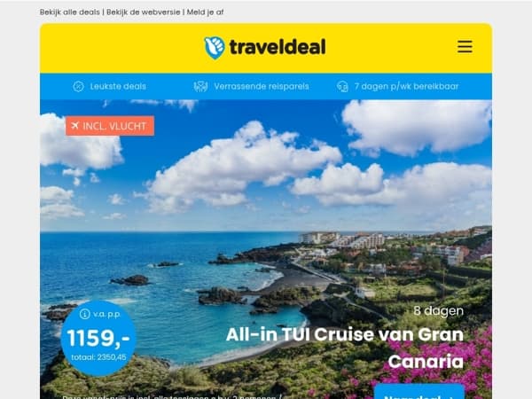 8 dagen premium all-inclusive cruise Canarische Eilanden 1159 | Fly & Train Engeland & Wales v.a. 899 p.p.!