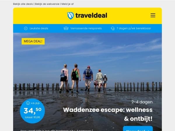 ZOMERSE STUNT! 🐚 Waddenzee Escape + ontbijt 34,50 | 4/8 dgn halfpension Zwarte Woud v.a. 269 p.p.!