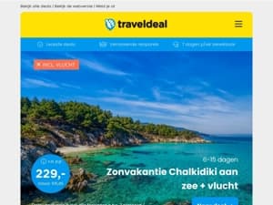 Actie! 💙 Zonvakantie Chalkidki + vlucht v.a. 229 | All-You-Can-Eat SUSHI Deal + hotel v.a. 89,50 & MEER!