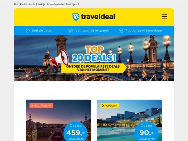 📣 Top 20: Rondreis Marokko + excursies 459 | Sanadome Nijmegen 90 | Hilton Düsseldorf 49,50 & MEER!