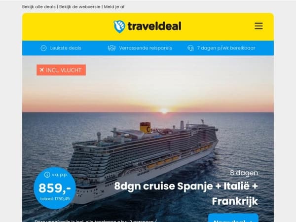 Super Cruise Deals! 😱 Costa Smeralda – Middellandse parels + volpension 859 p.p.! 🚢