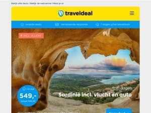 ☀️ ZON-STUNT: Sardinië + vlucht & huurauto v.a. 549,- p.p. | 🔥 MEGADEAL: Deventer + ontbijt & GRATIS parkeren v.a. 49,50 p.p.!