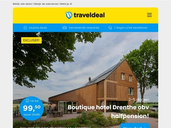 Exclusief! 🔥 Boutique hotel Drenthe o.b.v. halfpension 99,50 | Londen Stedentrip + Eurostar treinretour 299 p.p.!