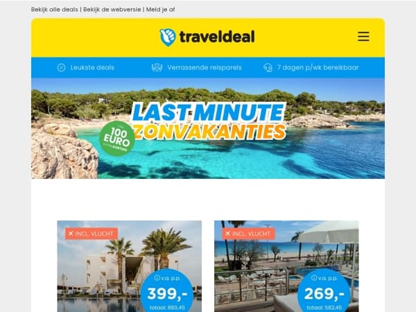 Zon, zee, korting! 💴 Boek jouw zomerse LAST MINUTE nú! 💥
