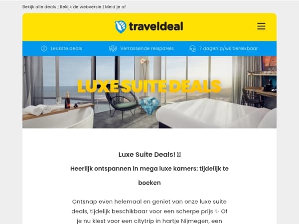 💎 Tijdelijk te boeken: Luxe Suite Deals in topsteden, natuur & aan zee! ✨