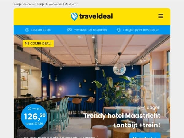 🚆 NS Combi Deal Maastricht + treinretour v.a. 126,50 | 4*-hotel Ardennen + Grotten van Han v.a. 106,50 p.p.!