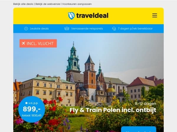 💎 Onontdekte parels: Fly & Train Polen v.a. €899 | Excursiereis Caïro v.a. €489 | Albanië Fly & Drive v.a. €779 p.p.!