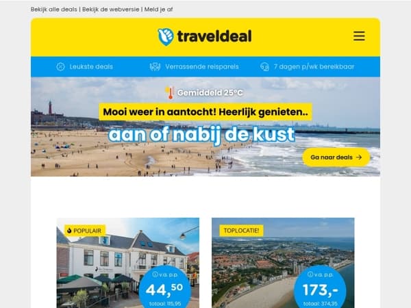 Mooi weer in aantocht! 🌡️☀️ Boek nu jouw verblijf aan of nabij de kust v.a. 34,50 p.p.! 🤯