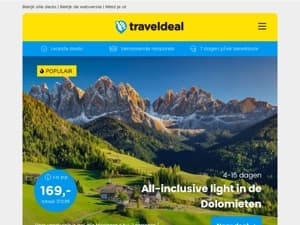 4 - 15 dgn all-inclusive Dolomieten v.a. 169 | Mallorca STUNT-deal: verblijf + vlucht v.a. 185 pp!