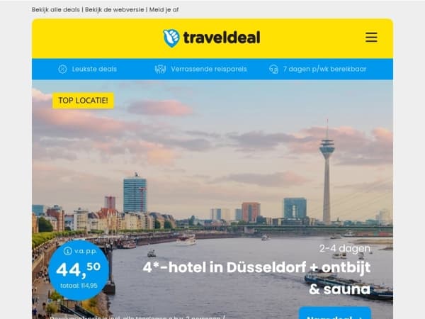 2/3 dgn Düsseldorf + heerlijk ontbijt v.a. 44,50 p.p. | Winterzon! 🌞 4*-hotel in Benálmadena v.a. 369 p.p.!