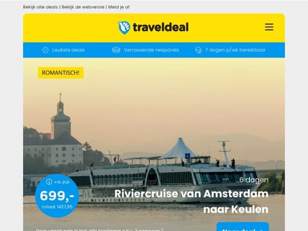 🚢🔥 6-daagse Riviercruise Deal! Amsterdam – Keulen o.b.v. volpension v.a. €699! 🎉