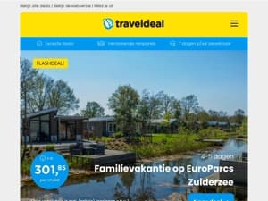 Familievakantie EuroParcs Zuiderzee v.a. 301,85 per acco | 3 dgn de Moezel + ontbijt & diner v.a. 193 p.p.!