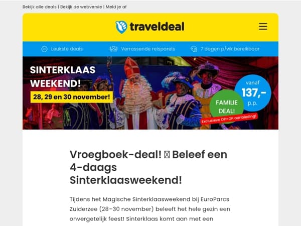 🚨 Boek nú: 4-daagse Sinterklaasweekend bij Europarcs Zuiderzee + intocht, activiteiten & meer v.a. 137 p.p.!
