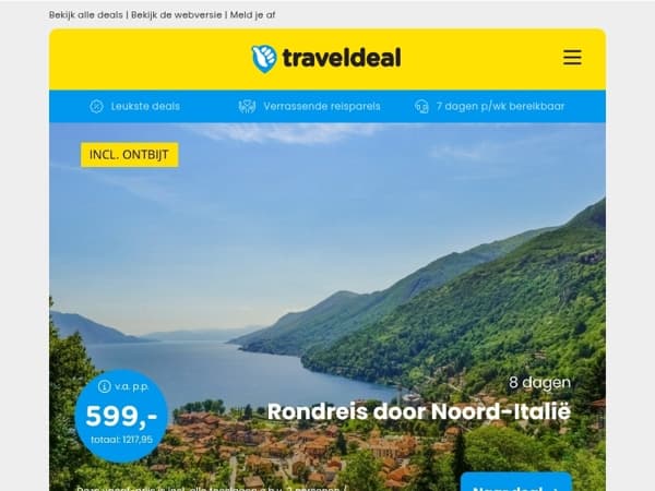 Populair! 🔥 8-daagse rondreis Noord-Italië v.a. 599 | 3-8 dgn all-inclusive in Saksen v.a. 169 p.p.!