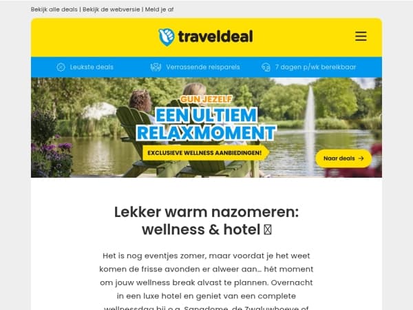 🧘‍♀️ Even helemaal weg: heerlijke hotels met dagentree wellness inbegrepen v.a. 59,50 p.p.! 🌞