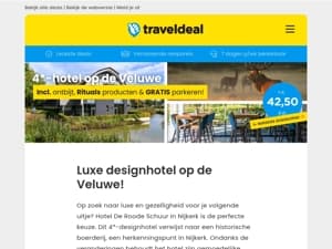 Nergens goedkoper! 🤯 LUXE 4*designhotel op de Veluwe + ontbijt + Rituals op de kamer v.a. 42,50 p.p.!
