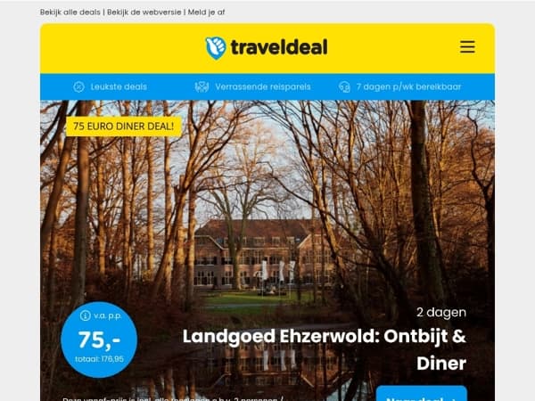 ⏰ LAATSTE KANS: 75 Euro Diner Deal Landgoed Ehzerwold | LAST MINUTE naar de zon op Lanzarote + vlucht, ontbijt & huurauto v.a. 559 p.p.!