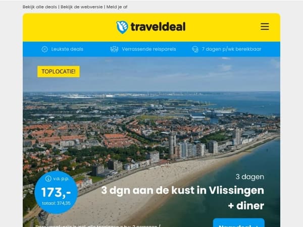 3 dgn aan de kust Zeeland - Vlissingen + ontbijt & diner v.a. 173 | 😱 Alles-in-1-Deal: CAÏRO + excursies v.a. 499 ! 🌴🐫