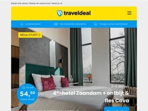 4*-hotel Zaandam + ontbijt & fles Cava v.a. €54.50 per persoon | Fly & Train Schotland + vlucht & trein v.a. €859 per persoon & nog veel meer