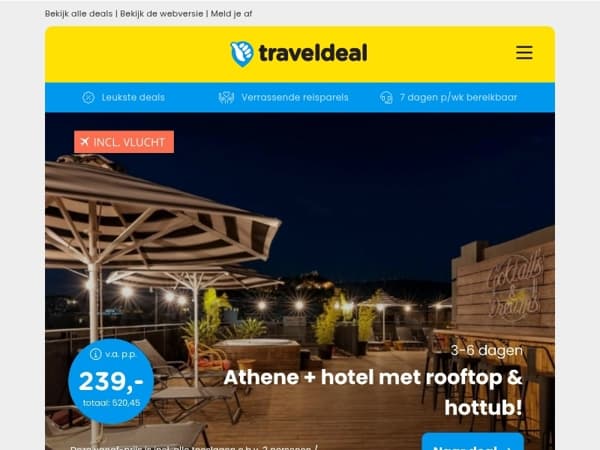 Stedentrip Athene + hotel met rooftop v.a. 239 | 4*-hotel hartje Dokkum + entree wellness v.a. 79 p.p.! 🤯