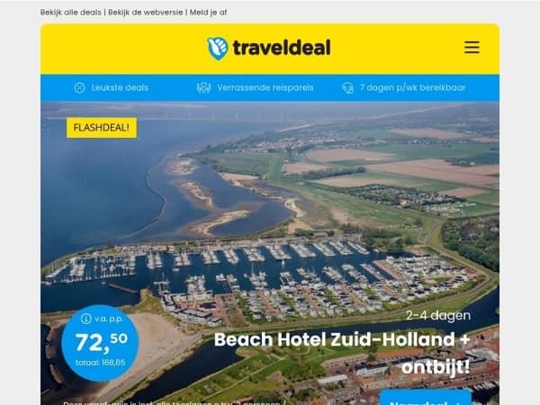 🌊 Beach Hotel Zuid-Holland + ontbijt 67,50 | 4*-hotel Mallorca + transfer & ontbijt v.a. 489 p.p.!