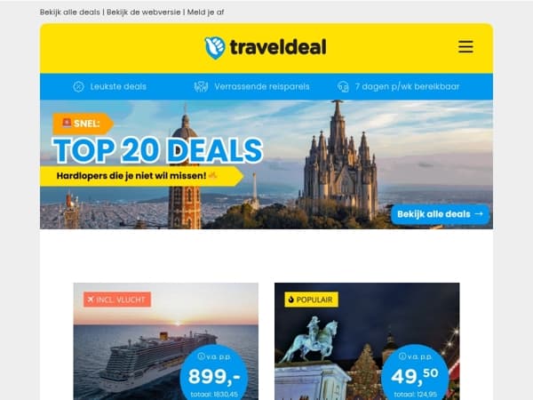 🚨 SNEL: Deze 20x deals gaan heel hard... 😱 8-daagse Middellandse Zee cruise + balkonhut + volpension + vlucht v.a. 899,- p.p. & MEER! 🔥