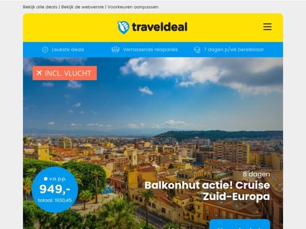 Prijsverlaging! 🤯 Cruise Zuid-Europa + balkonhut v.a. 949 & meer te gekke cruises! 🚢