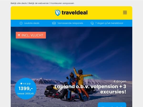 4-daagse Lapland reis incl. volpension & excursies v.a. 1599 | Laatste kans: 4 dgn 4*-hotel Bonte Wever Assen v.a. 279 p.p.!