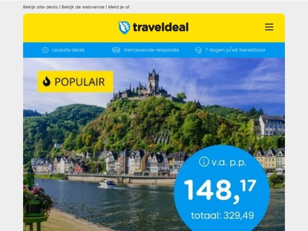 EXTRA KORTING! 💸 4 dgn all-inclusive aan de Moezel v.a. 149 |☀️ ZOMERDEAL: 3 dgn Zeeland nabij de kust v.a. 89,50 p.p.!