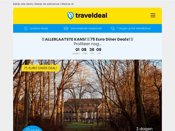 😱 NOG 2 DAGEN: 75 Euro Diner Deals! 🍴 Landgoedhotel de Achterhoek | Kasteelhotel Maastricht | 4*-hotel hartje Leiden & MEER! 🔥