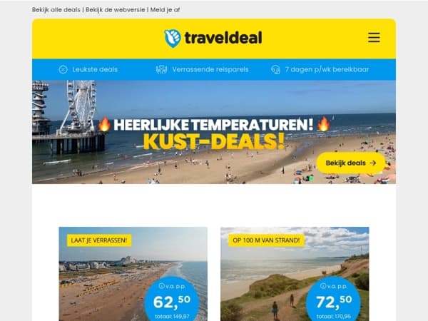 🔥 Heerlijke temperaturen! 🔥 Profiteer direct van onze scherpste kust-aanbiedingen!